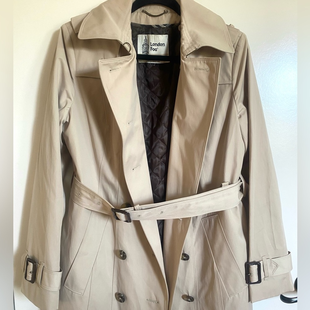 London Fog England Cream Trench Coat VINTAGE Women Size L